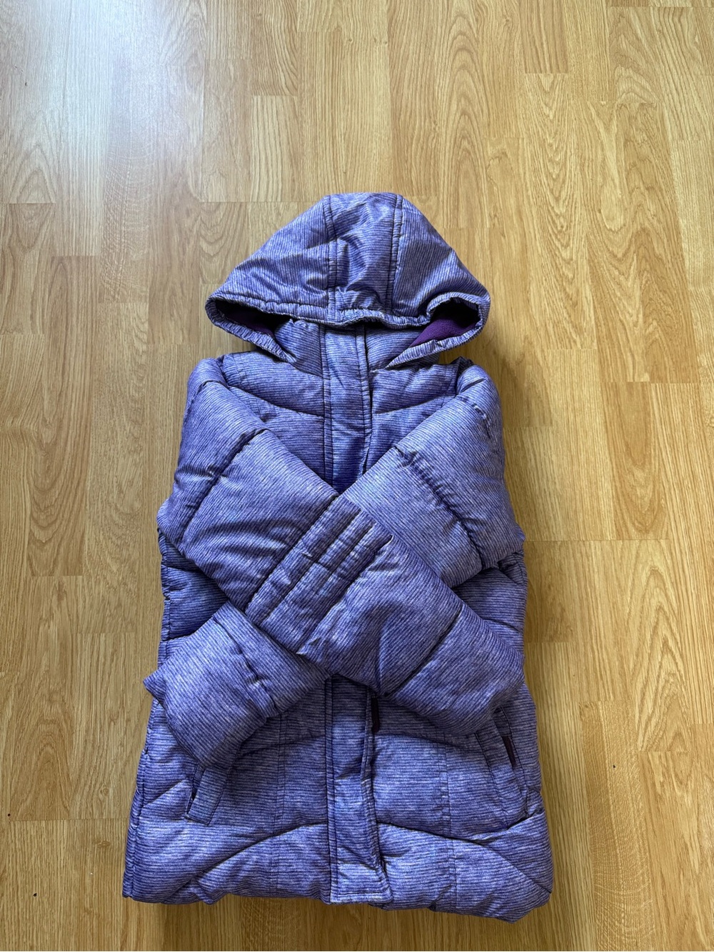 Girls' Puffer Hooded Jacket in Purple - Size 14
